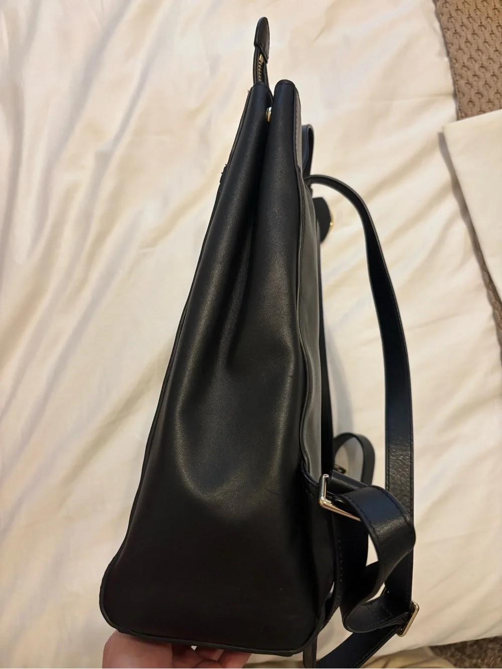 RADLEY LONDON Black Leather Backpack with Gold Zip Detail
